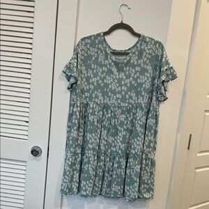 Floral Ruffle Sleeve Babydoll Dress or Long Tunic